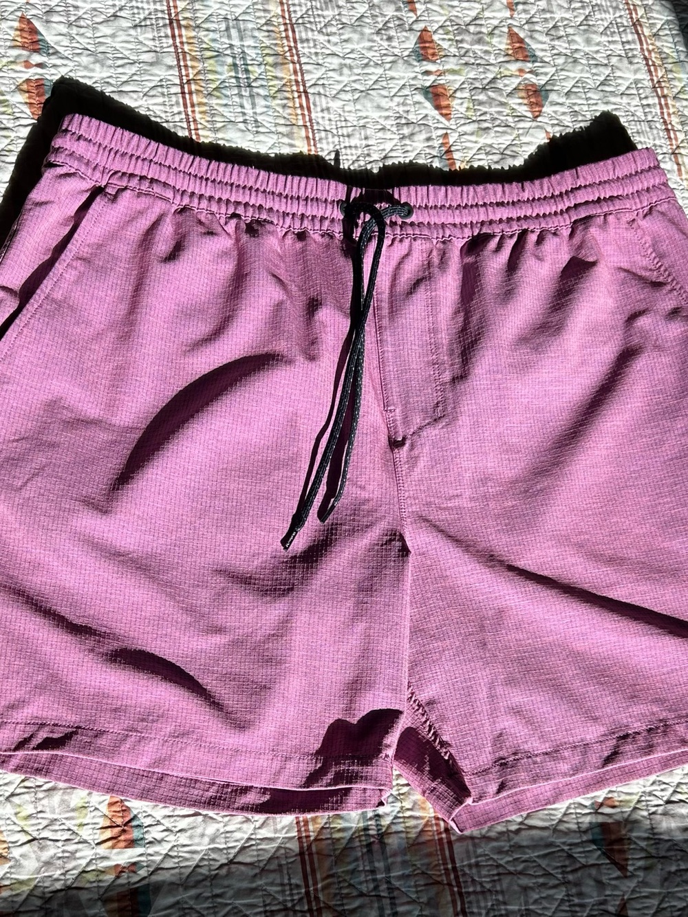 Men’s purple pink Drawstring Waffle-Knit Shorts